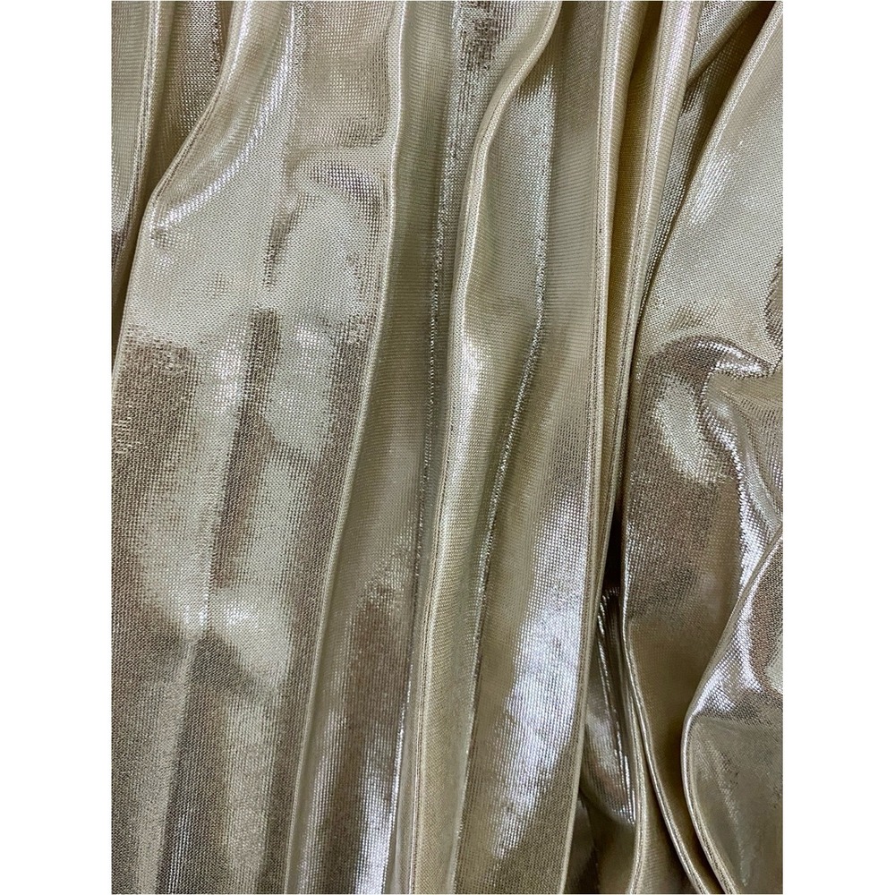 En Saison Gold Metallic Pleated Midi Skirt Elastic Waist Festive Holiday Medium - Picture 3 of 6